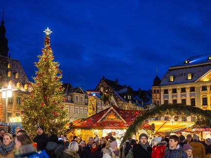 Weihnachtsbaum auf dem Coburger Weihnachtsmarkt